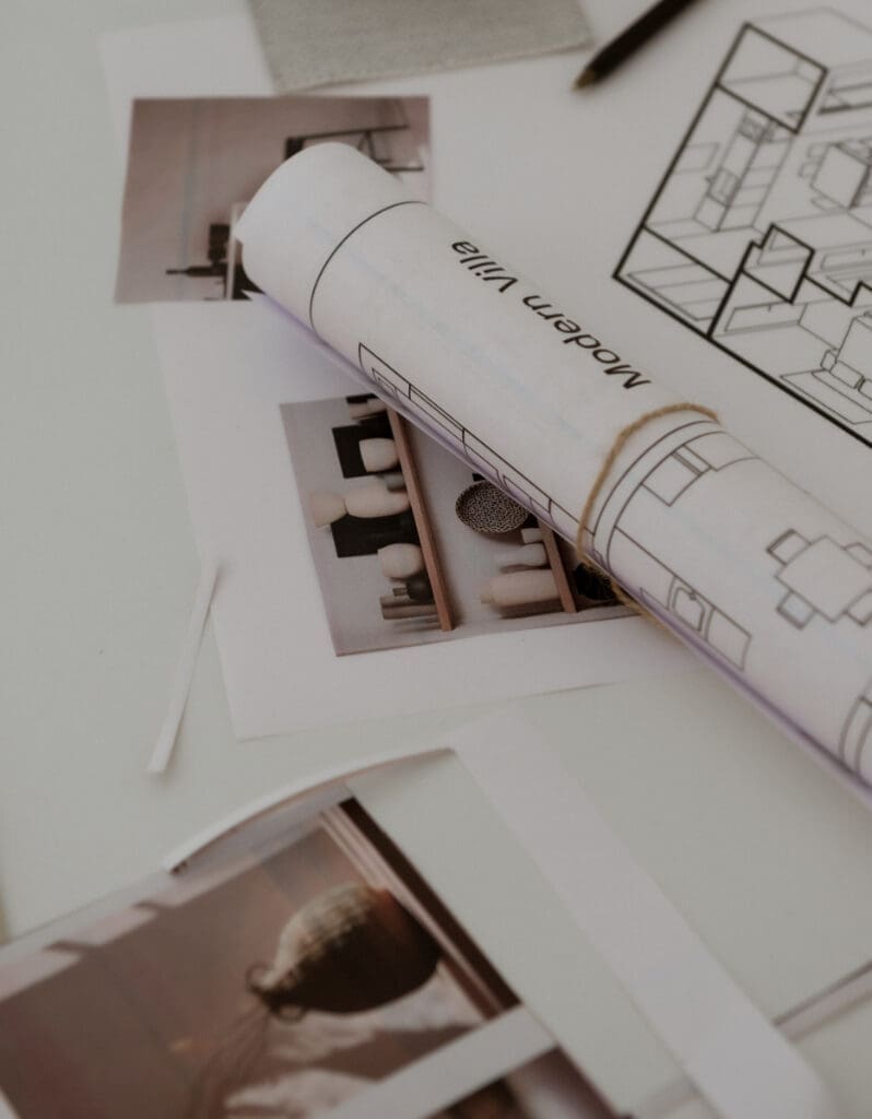 Website planning materials and design mockups, showing the thoughtful process used to build trust online.