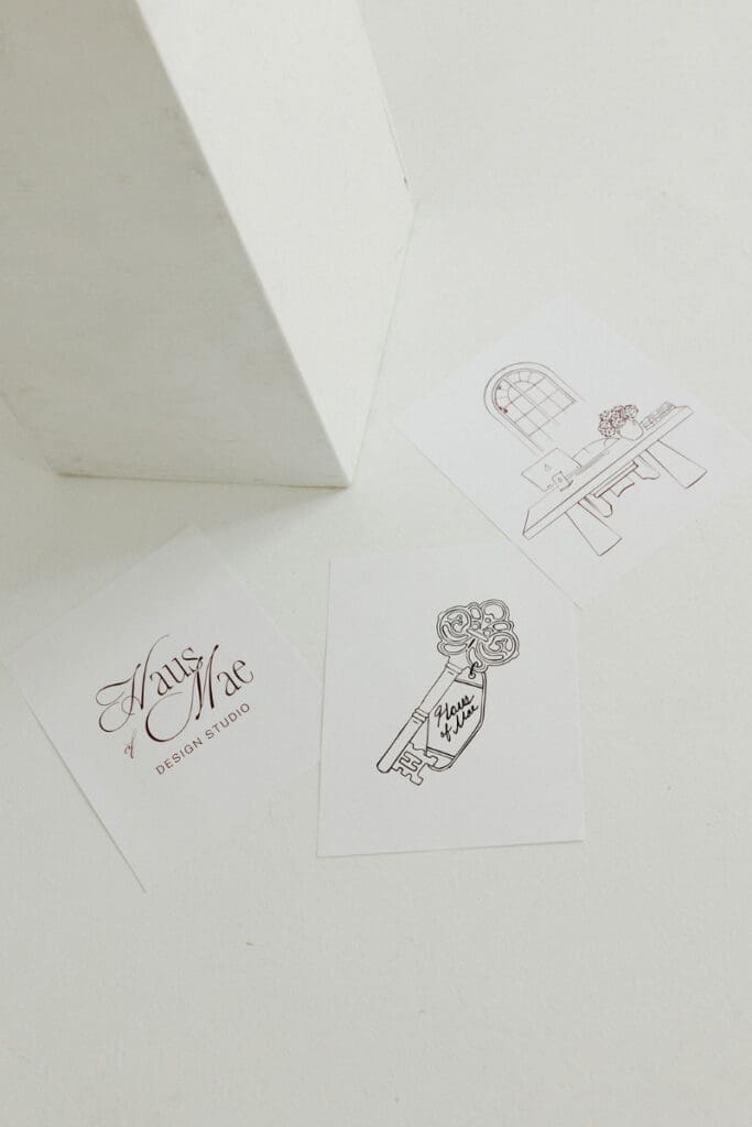 Brand identity concepts and custom illustrations developed as part of the Haus of Mae rebrand strategy.